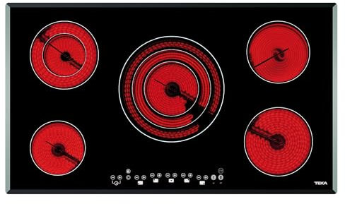 TEKA Placa Vitrocerámica 90 cm, 5 Zonas, Touch Control, Zona Doble y Triple, Función Stop & Go, TR 951