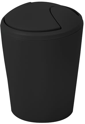 Spirella Kosmetikeimer Move Abfalleimer Schwingdeckeleimer | Kunststoff |5 Liter |Schwarz