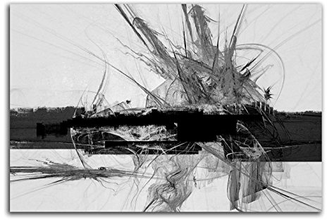 Paul Sinus Art Leinwandbild 120x80cm Abstrakt Modern Schwarz Weiss XXL Wandbild Wohnzimmer Schlafzimmer Deko Kunstdruck