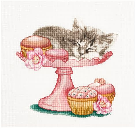 Thea Gouverneur - Counted Cross Stitch Kit - Sweet As Sugar - Aida - 16 Count - Embroidery Kit for Adults - DMC Embroidery Threads and Other Cross Stitch Supplies Included - 742A