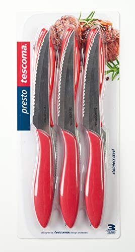 Tescoma 863056.20 Couteau à Steak, Acier Inoxydable, Rouge, 6 unités