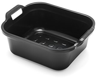 Addis 517936 Large Rectangular 10 Litre Washing Up Bowl with Handles, Black, 39 x 32 x 14 cm