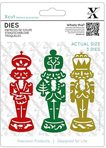 Xcut Dies Nutcrackers, 3 Pieces, Carbon Steel, Art & Craft, Carbon Cutting Tool Supplies, For Beautiful Decoration, Card Making, Gift Tag, Wrapping, Scrapbooking, Invitation Making, Crafters Companion