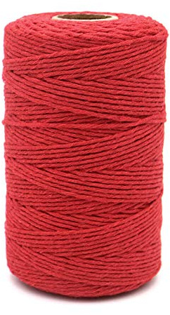 jijAcraft Baumwollschnur Rot Schnur Makramee Garn 2mm x 200M Bastelschnur zum DIY, Geschenkverpacken, Gärtnern