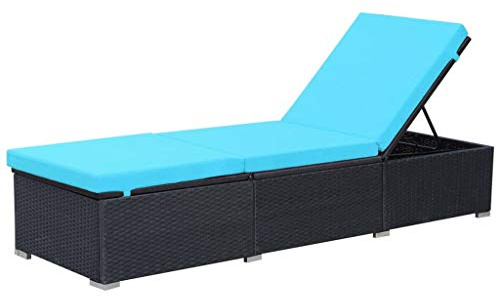 vidaXL Sonnenliege mit Auflage Poly Rattan Schwarz