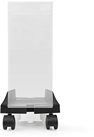 NEDIS Computer Trolley Stand, Adjustable 14.5–24.2cm Width, 4 Swivel Wheels with Locks, Improves PC Lifespan and Performance, Dust-Free Storage, Metal & Plastic, Max Load 20kg