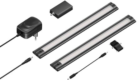 ledscom.de Smarte LED Unterbau-Leuchte SIRIS schwarz matt, WLAN-Controller flach, Smart-Home, Alexa-fähig, je 30cm, je 370lm, weiß, 2er Set