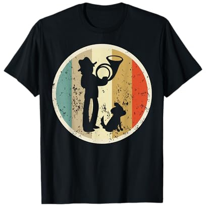 Retro Vintage Grunge Horn Waldhorn Posthorn Jagdhorn Jäger T-Shirt