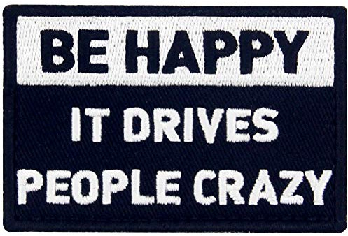 EmbTao Be Happy It driver människor galna broderad lapp taktisk morale applikation fästkrok & ögla emblem