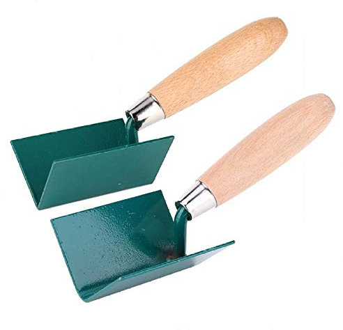 Cazzuola per angolo esterno in acciaio con manico in legno, spatola per intonaco da 2 mm, 75 mm