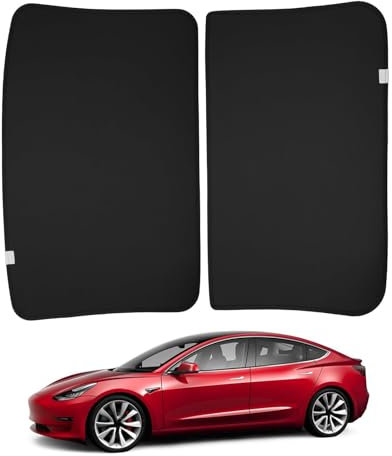 BASENOR Tesla Model 3 Sunshade Front & Rear Glass Roof Sun Shades with Skylight Reflective Covers for 2017-2020 Model 3 Interior Accessories Black