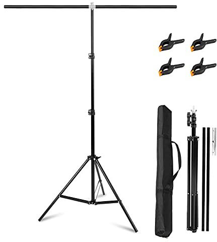 Selens T Type Hintergrund Ständer 150x200 cm für Fotografie Musselin Vinyl | Hintergründe Foto Studio, T Stand Backdrop Stand Einziehbarer Tragbarer Stützständer mit Querlatte und Klemme Tragetasche
