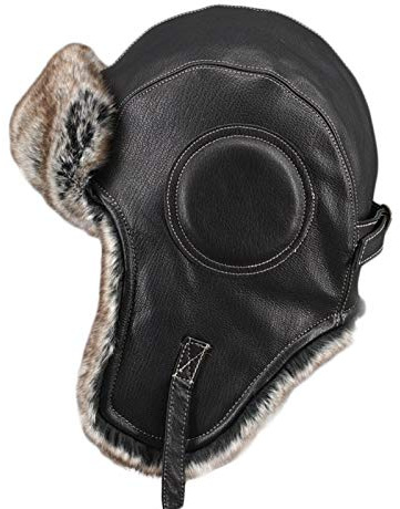Insun Unisex Fliegermütze mit Ohrenklappen Echt Schaffell Winddichte Warme Wintermütze für Outdoor Ski SportSchwarz M