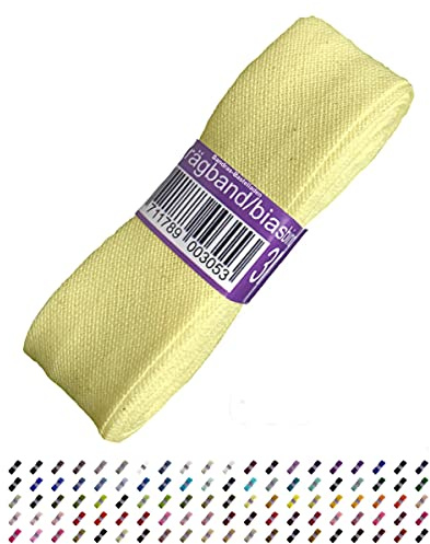 Schrägband/Einfassband Baumwolle Uni gefalzt 3m x 20mm 638-Pastellgelb