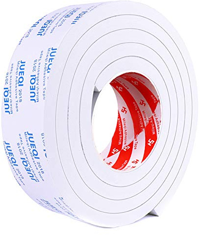 ihreesy Doppelseitiges EVA-Schaumband,5mm Dicke Weiß Schwammband Selbstklebende Dichtung Abisolier Schaum Isolierband Autotür Fenster Montage Klebeband Schaumstoffband,1cm x 2m