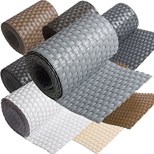 1 striscia frangivista in polyrattan per recinzioni a doppia asta, rattan sintetico, 19, 255 cm, colore grigio