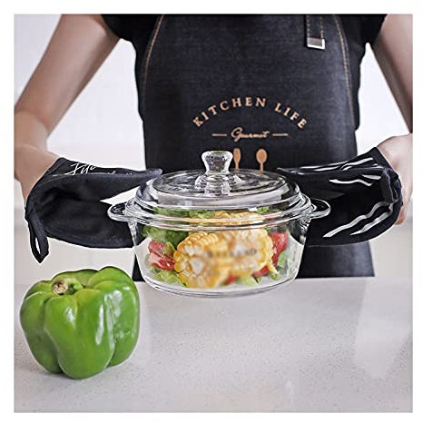 Bol de Service Bol en verre transparent avec couvercle rond double oreille instantanée bol de nouilles de nouilles de cristal verre salade de mélange de mélanges cul ménages Saladier Verre