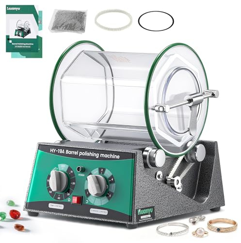 Huanyu Pulidor de la joyería 3kg Capacidad, 150W Barril Tumbler Pulidor Rotary Tumbler Máquina de pulido de barril con 450g perlas de pulido adecuado para el pulido de hardware de joyería (3kg)