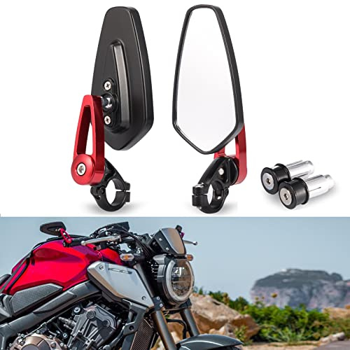 Rétroviseurs de moto 7/8 Rétroviseurs D'extrémité de Barre CNC Rétroviseurs Latéraux de Moto Universels Compatible avec Grom Z900 Z125 pro Street Bike ATV MT-03 MT-07 MT-09 CBR600.