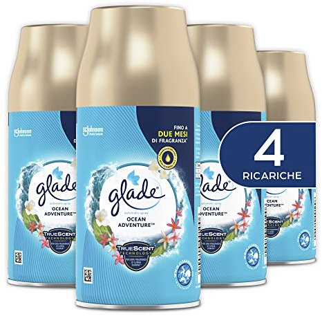 Glade Automatic Spray Ricarica, Profumatore per Ambienti, Fragranza Ocean Adventure, Formato Scorta da 4 Ricariche da 269 ml