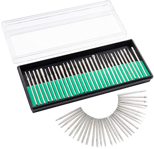 Treki 30pcs Fresas Diamante Mini Brocas de Diamante con 3mm Vástago Fresas Diamantadas Rotatorio de Fresas Taladro de Diamante Herramienta de Broca para Vidrio Piedra Joyería Metal Rotary Tool