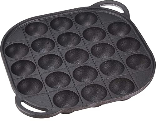 TIKUSAN Takoyaki - Molde de horno de hierro fundido Takoyaki Maker Skillet japonés pulpo albóndiga molde para calentamiento de gas (21 moldes)