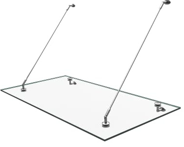 doporro Vordach für Haustür 90x180cm Glasvordach aus VSG mit SGP Folie | 2 Edelstahl Haltestangen Transparentes Glasvordach Regenschutz für Haustür