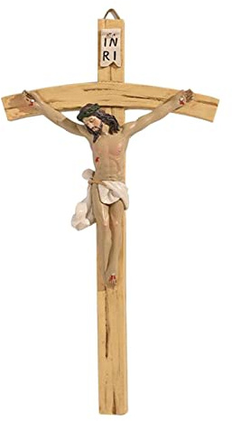zalati Cruz de pared de resina de Jesús, estatuas de crucifijo con agujero para colgar para decoración religiosa y de comunión, oración del hogar, bautizo, 8.7 pulgadas