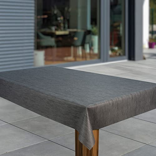 laro Wachstuch-Tischdecke Abwaschbar Garten-Tischdecke Wachstischdecke PVC Plastik-Tischdecken Eckig Meterware Wasserabweisend Abwischbar, Muster:Leinenoptik d. grau, Größe:100x140
