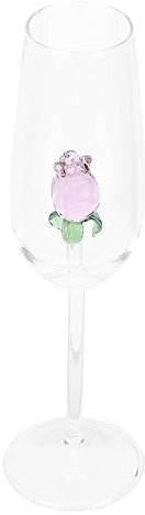 1Pc Wine Glasses with Rose Inside, Unique Romantic Rose Wine Glasses European Style Exquisite Glass Crystal Goblet Cup Red Wine Glass for Wedding, Party, Dinner