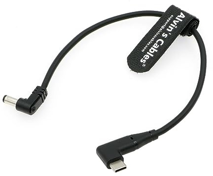 Alvin's Cables Right Angle USB-C Type-C PD to DC Power Cable PD Charging Cable for Blackmagic Video Assist Monitor 30CM/11.8 inches