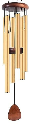 Zyqixluk Carillon à Vent Grand Ton Profond carillons a Vent Exterieur,Carillons éoliens en métal Aluminium,Decoration Jardin Zen décoration extérieure pour Jardin, Cour, Patio et Maison,d'or