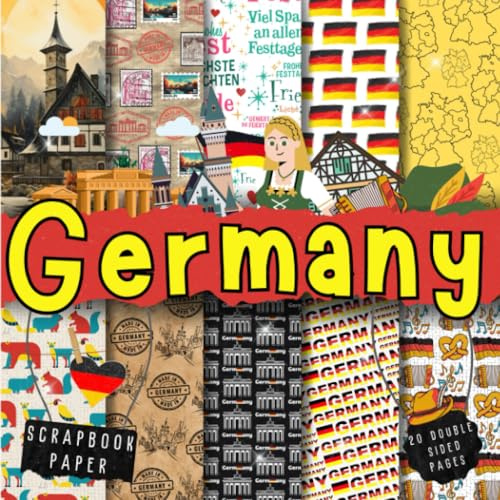 Germany scrapbook paper, 8.5x8.5, 10 Designs, 20 Double-Sided Sheets: Travel Scrapbooking Paper for Junk Journals, Decorative craft Paper for Gift, ... & Mixed Media, Origami, Collage & Card Making
