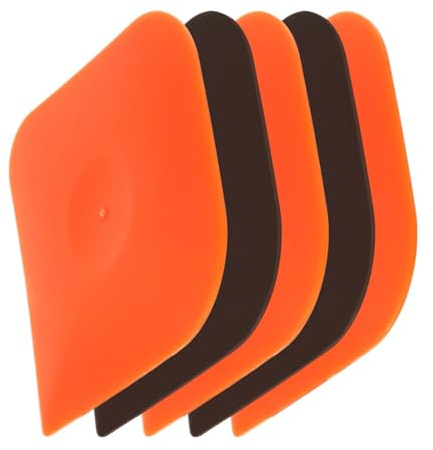 Dimeho Pan Scraper, 5 Pcs Plastic Scraper Tool Set Pot Scraper Non Scratch Dish Scraper for Cast Iron Pot Cleaning Scraper Kitchen Tool(2pcs brown×3pcs orange
