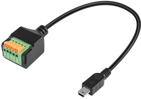 QIANRENON Lötfreies Mini-USB-Kabel, Mini-USB-Stecker auf 5-poligen Stecker, Datenkabel, Mini-USB-Kabel, Federklemmenblock, Adapter für Heimwerker/Reparatur