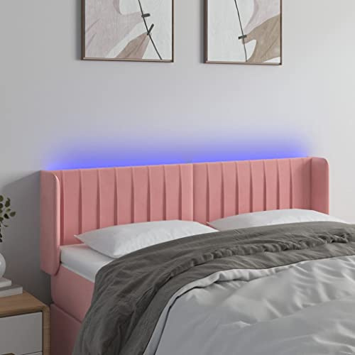 CKioict Betthaupt Wandkissen Bett Bettkopfteil Schlafzimmer LED Kopfteil Rosa 147x16x78/88 cm SamtGeeignet für Schlafzimmer, Gästezimmer, Schlafsaal