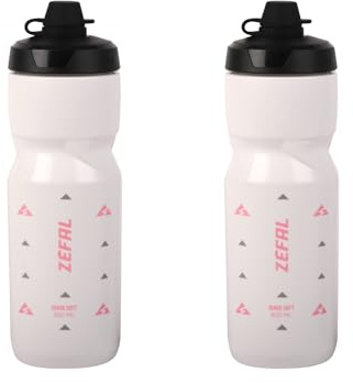 ZEFAL Sense Soft 80 No-Mud x 2 - Fahrrad Trinkflasche MTB mit Deckel - Weiche und geruchlose Sportflasche - BPA-freie Wasserflasche - Silikonsauger - Weiß, 2 x 800ml