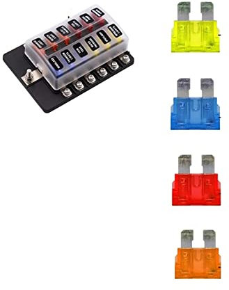 12/10/8/6 Ways Car Blade Holder Sicherungskasten Modifizierte Klemmenblocksicherung mit LED-Warnlicht for Autoboot Marine Trike 12V 24V Ersatzsicherung (Color : 12 Ways)