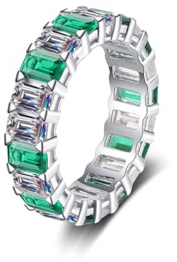 Whoiy 10.5ct Labor Diamant und smaragd Ringe Damen Weissgold, Hochzeit Ringe Echtgold Eternity 14 Karat Verlobung Trauring 585 für Frauen, D, VVS1-VVS2, Größe 52 (16.6)