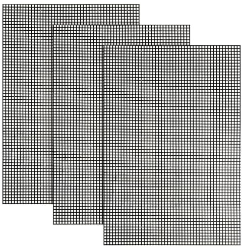 Grillmatte Teflon Gitter 3er Set 44x33cm Antihaft Wiederverwendbar Grillplatte Grillfolie für Gasgrill Kohlegrill BBQ