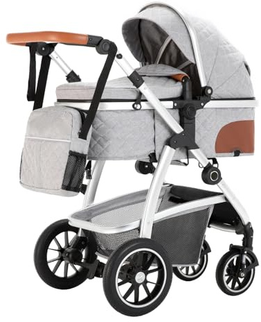 Lnhcrbs Passeggino Trio,Passeggino Leggero è Dotato di Un Maniglione Regolabile in Altezza,Passeggino Reversibile è Dotato Anche di Seggiolino Auto, Zanzariera e Borsa Per La Mamma, Portabicchieri