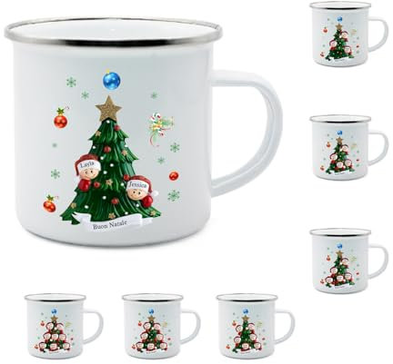Wamantic Personalisierte Keramik-Kaffeetasse mit Weihnachtsbaum und Familiennamen Niedliche Tassen Weihnachtsgeschenke für die Inneneinrichtung (Stil 1)