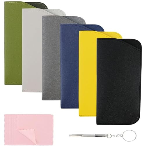 JRSHIRLEYLTD Custodia per Occhiali da Sole e da Lettura - Set di 6 con Panni per la Pulizia - per Uomo e Donna
