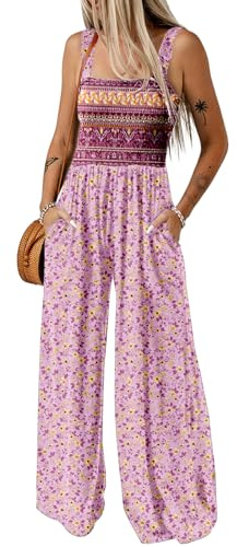 Dokotoo Tuta Donna Estiva Floreale Salopette Elegante Cerimonia Completo Cerimonia Larga Pantaloni Senza Maniche Tailleur Lungo Jumpsuit