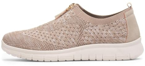 Cushion Walk Astrid Womens Beige Zip Up Knit Shoe