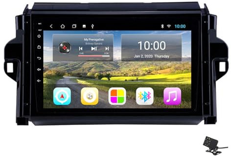 ZhiQin 2+32g carplay,Autoradio Android 12 per Fortuner 2016-2018 GPS Navigation 9 Pollici Stereo Auto Radio Bluetooth Ricevitore FM Supporto WiFi/SWC/2 Porte USB+Fotocamera Posteriore