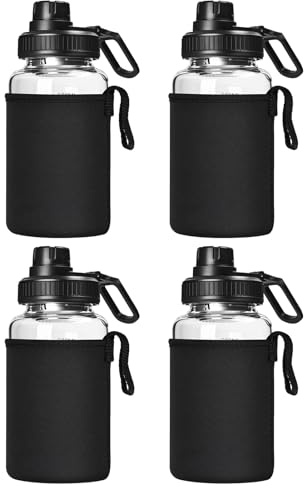 BNCWCQZ Glass Shaker Bottle, 4 Pack 22oz BPA-Free Odorless Shaker Bottle with 304 Stainless Steel Ball and Removable Cleaning Brush for Fitness Protein Mixes