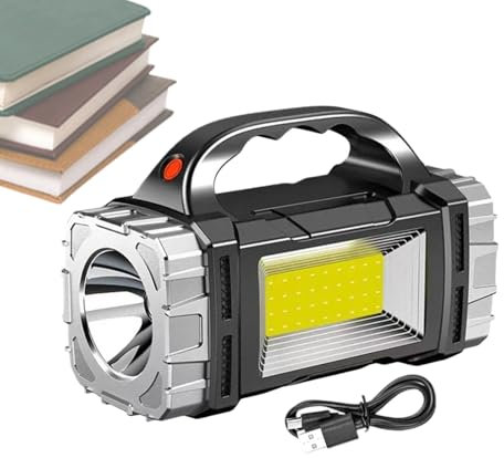 Yhsioaklo Lampe de poche solaire étanche USB portable | Lampe torche LED rechargeable, haute puissance en plein air, camping, chasse, randonnée, lampe de travail d'urgence