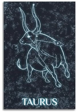 WGJYMX Poster decorativo da parete su tela con mappa stellare del Toro, costellazione del Toro, decorazione moderna per camera da letto, 40 x 60 cm