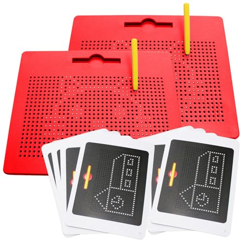 Playtastic Kindertafeln Magnet: 2er-Set magnetische Reise-Zeichentafeln, Stift & Vorlagen, rot (Magnetische Zeichentafel, Tafel)
